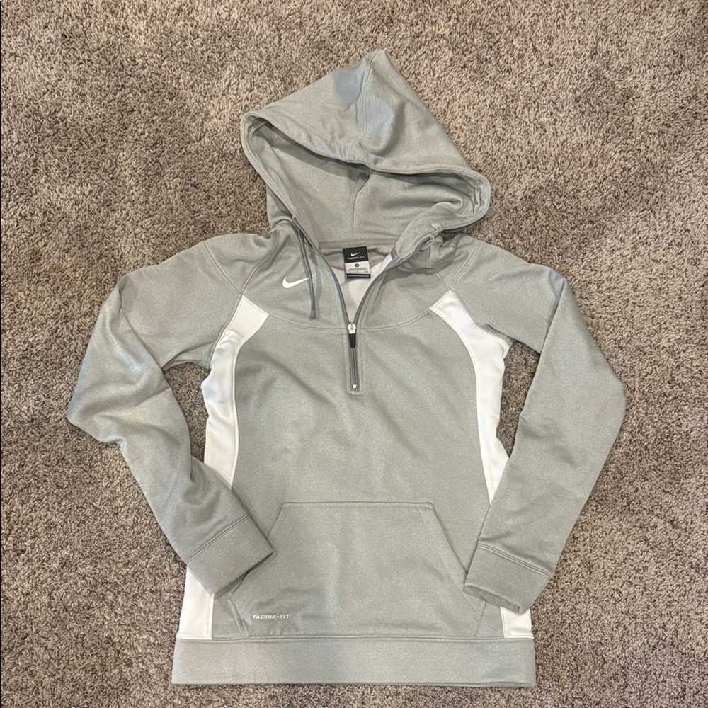Nike Silver and White Pullover Hoodie